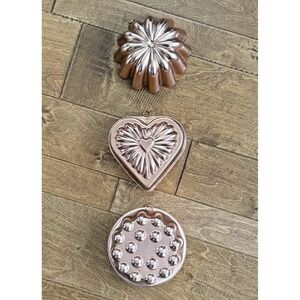 Vintage Jello & Cake Molds 7" Copper Color on Aluminum Heavy‎ Copper Steel Lot